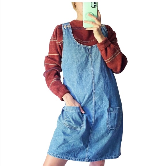 Sostanza Dresses & Skirts - Vintage Sostanza Denim Overall Pinafore Dress Size Medium